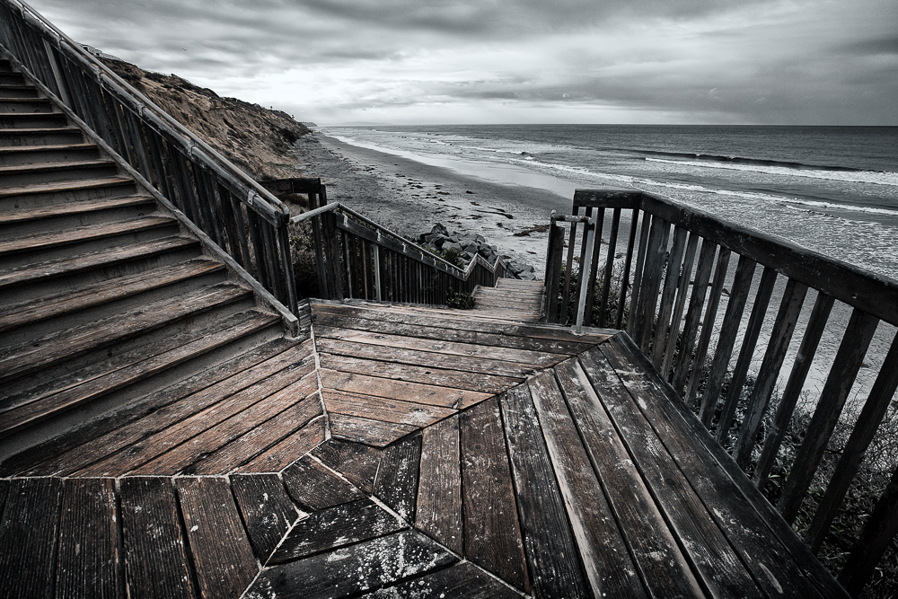 "To Ponto" is a photograph of Ponto Canon staircase at the beach in Carlsbad, Calfornia by Roy Kerckhoffs.