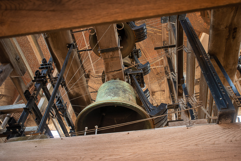 bells in the belfry tower in bruges belgium
