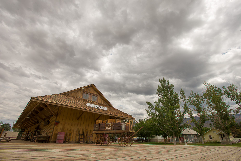 laws railroad depot in bishop with clouds
