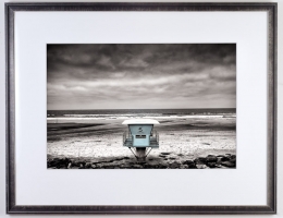 "Tower 5" is a photograph by Roy Kerckhoffs of a lifeguard tower on a beach in San Diego, California.