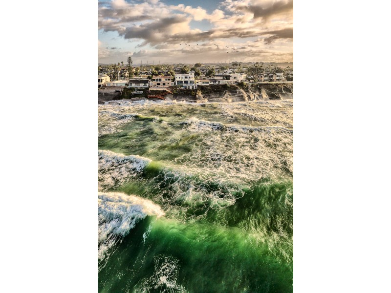 high king tide at terramar view from ocean