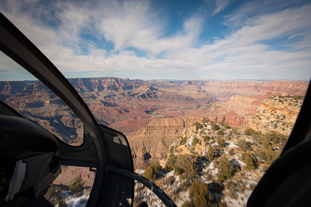arizona flying in helicopter over south rim of grand canyon