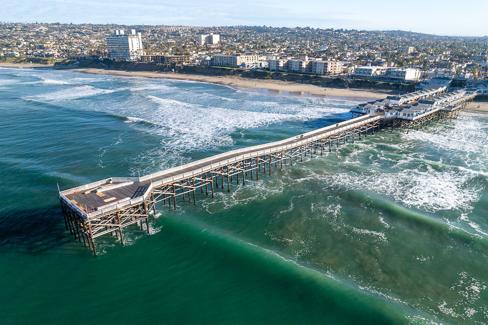 crystal pier viewed from ocean