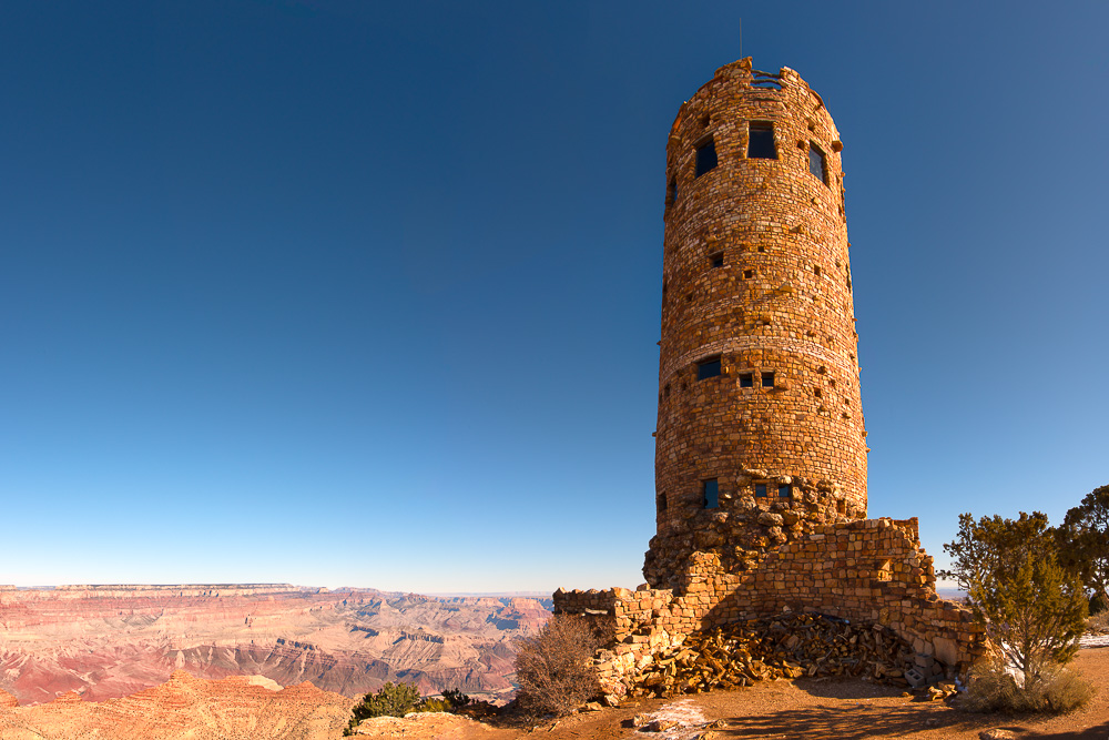 grand canyon desert watchtower with canyon in background
