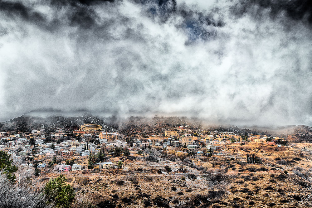 jerome arizona clouds and fog over the town