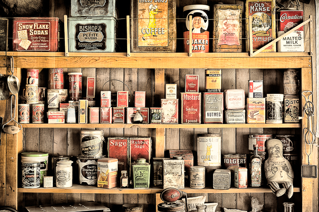 merchandise on shelves in general store at laws museum