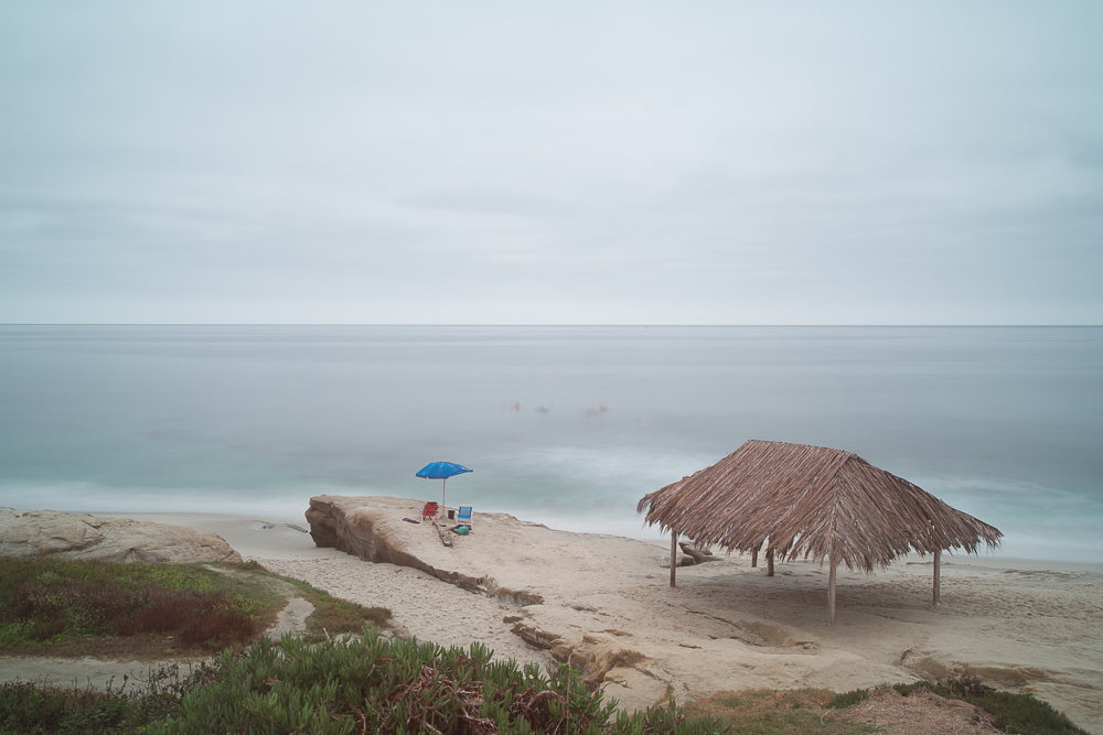 shack at windansea with long exposure