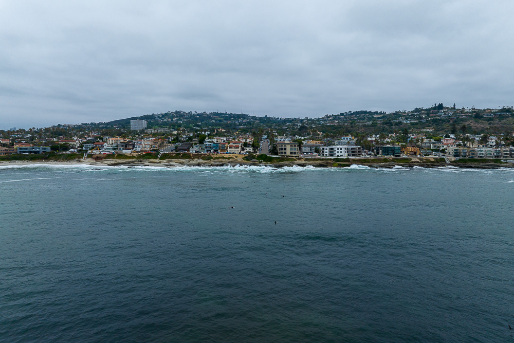 windansea beach and mount soledad viewed from ocean